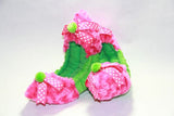 Hot Pink and Lime Fuzzy Fur. Accented with Lime and White Polka Dot Bows DB01