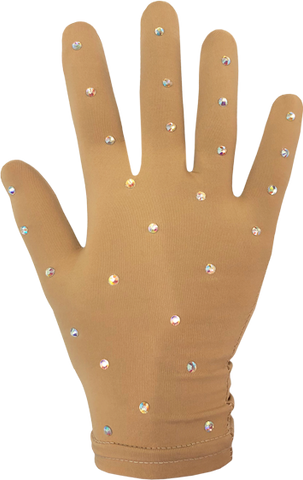 Skin-tone Fitted Gloves With Crystals
