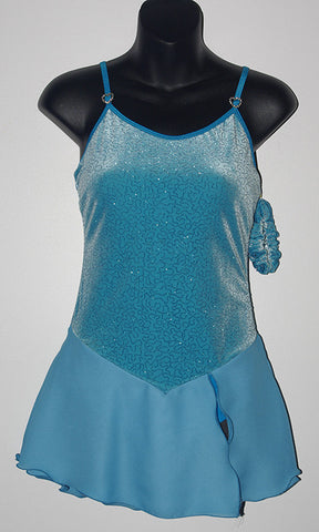 Six0 1050, Ready to Ship Turquoise Camisole Dress with Georgette Skirt