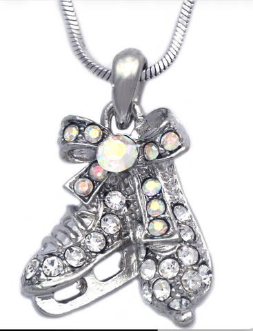 Clear Crystal Ice Figure Skating Skates Necklace
