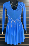 Beautiful Ready to Ship Royal Blue Adult Long Sleeve Dress with Crystals