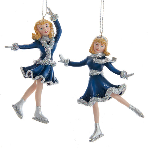 Blue and Silver Ice Skater Ornament