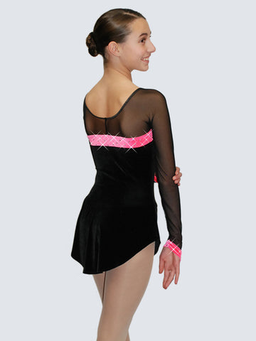 black dress with pink accents Black & Hot Pink Latin - Rhythm - Tango Dress on Sale