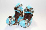 Cheetah Print with Turquoise Fuzzy Fur. Accented with Cheetah Bows C01