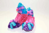 Purple, Turquoise and Hot Pink Fuzzy Fur. Accented with Turquoise and Purple Polka Dot Bows DB57