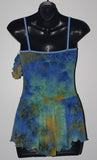 Six0 1057 Drape Neck Blue Tye Dye Camisole Dress