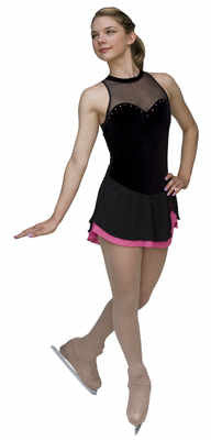 Sleeveless Velvet Dress with 2 color skirt