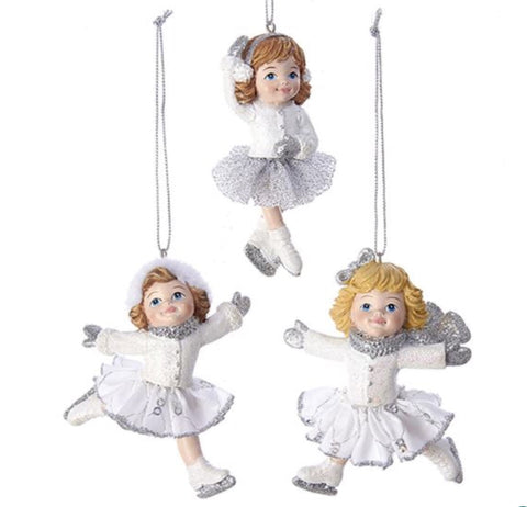 White and Silver Girl Ice Skater Ornament