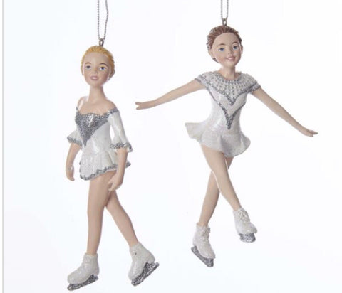 Silver and White Ice Skater Ornament