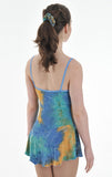 Six0 1057 Ready to Ship Drape Neck Blue Tye Dye Camisole Dress