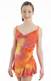 Six0 1058 Orange Tye Dye Shawl Collar Dress